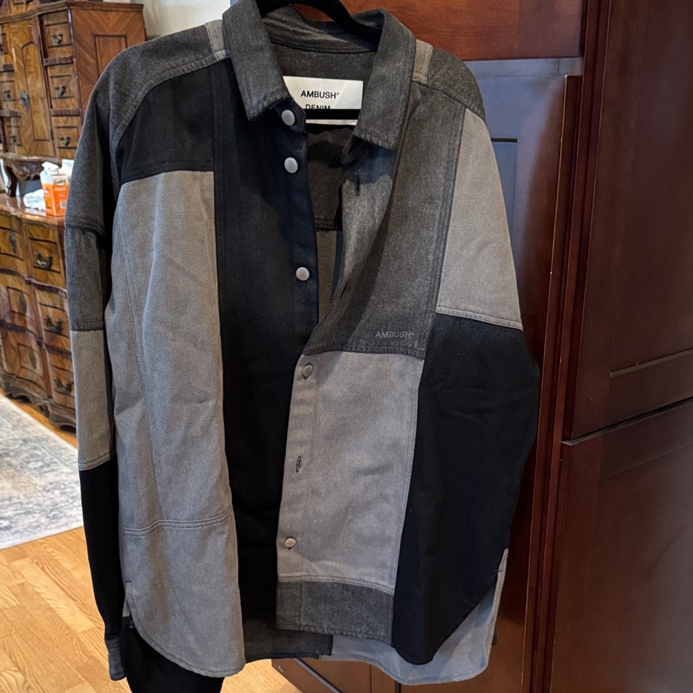 Ambush Men's Colorblock Shirt Jacket - Black and Gray